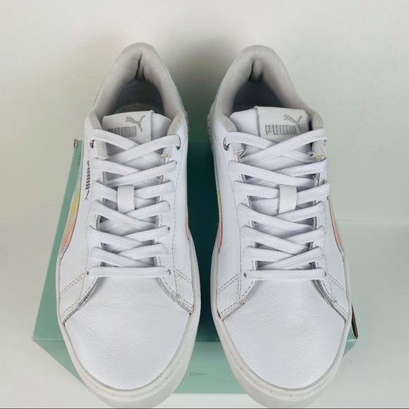 Puma Smash Platform V2 White Tie-Dye Logo Sneakers 383922-01 Women’s Size 7.5 - Picture 8 of 10